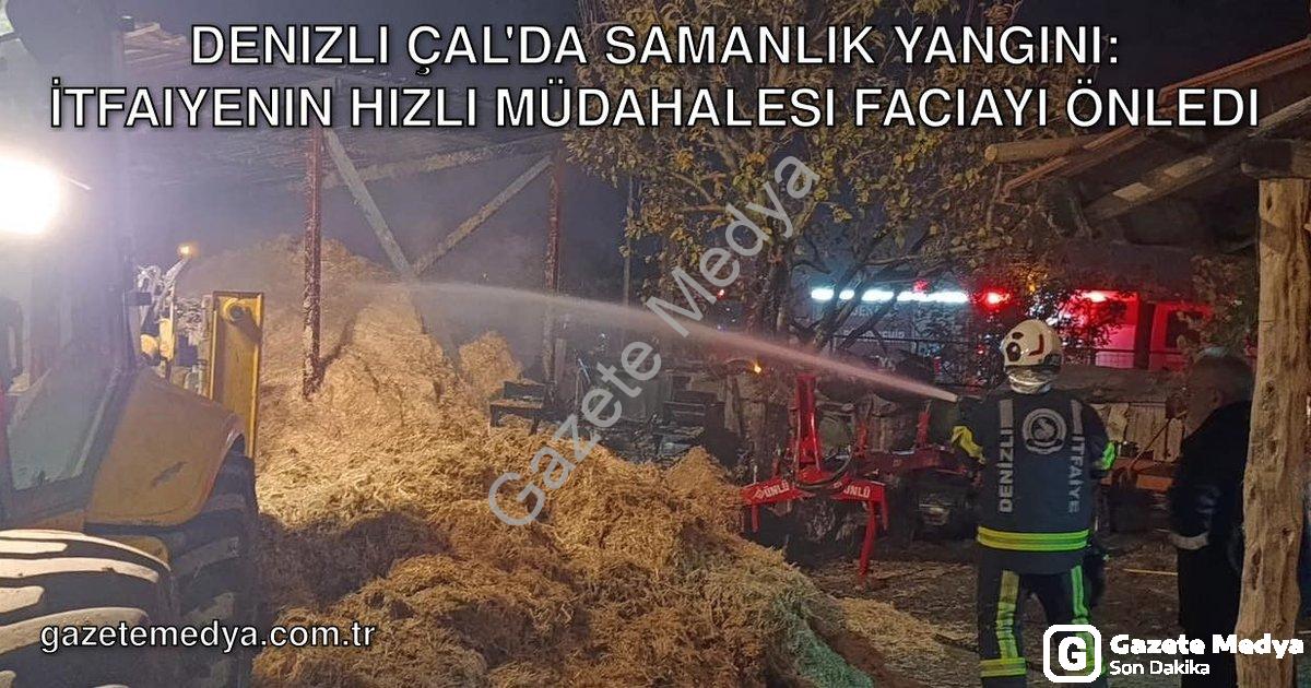 "Denizli Çal'da Samanlık Yangını: İtfaiyenin Hızlı Müdahalesi Faciayı Önledi" başlıklı haber için fo
